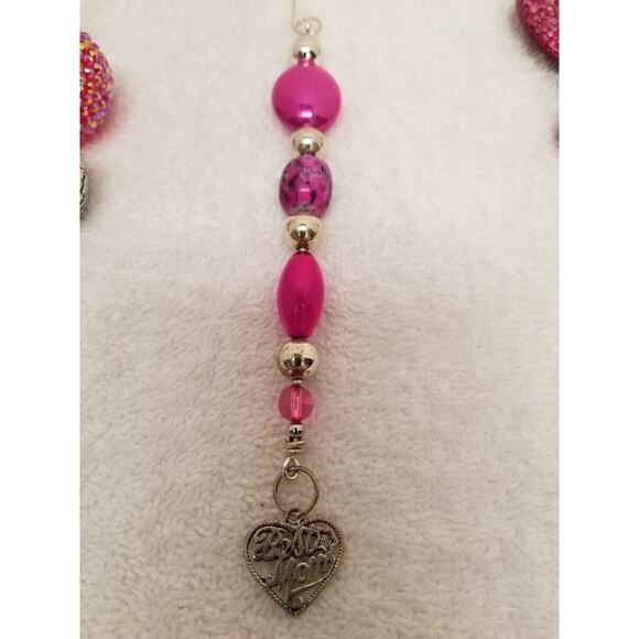 Four hot pink and silver Christmas icicle ornament c3 - Picture 5 of 13